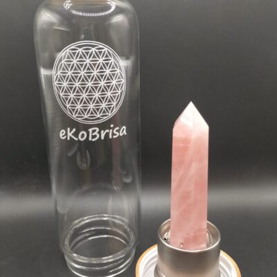 Botella de Bambú -Cuarzo Rosa
